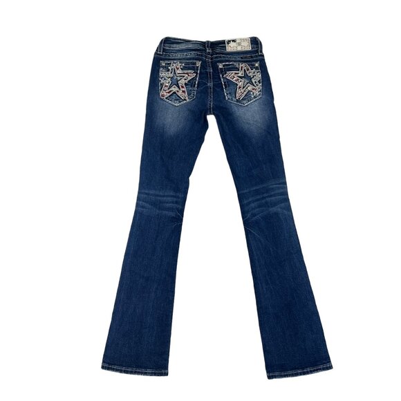 Miss Me Star Red White Blue Slim Bootcut Denim Jeans Sz 25 Patriotic - Picture 1 of 12